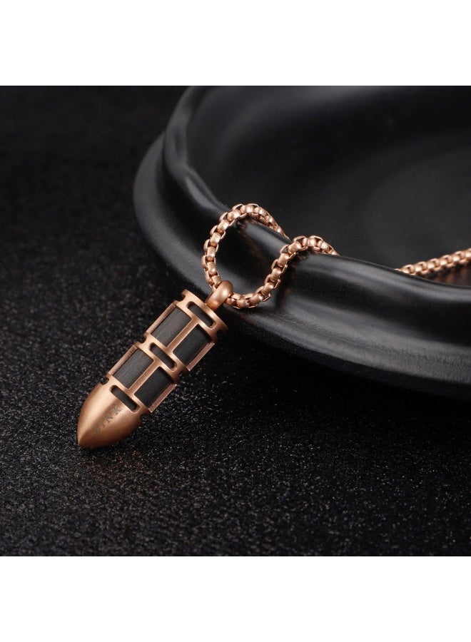 زنك قلادة زينك للرجال من الفولاذ المقاوم للصدأ والمزينة بطلاء الذهب الوردي وألياف الكربون | ZJPD021RG - Image 5