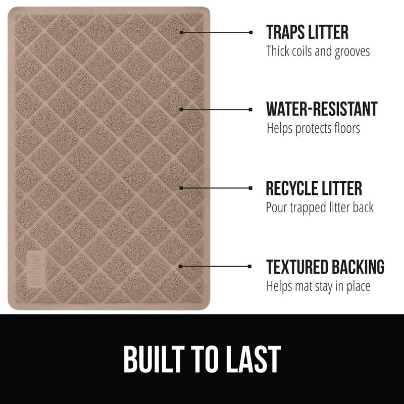 GORILLA GRIP Cat Litter Box Mat, 35x23, Water Resistant, US Designed Kitty Litter Trapping Mats, Easy to Clean, Scatter Control, Less Mess and Clean Floors, Kitten Supplies for Indoor Cats, Beige - Image 2