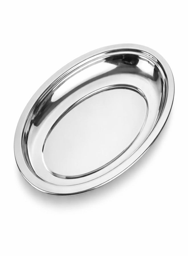 Chandler Stainless Steel Serving Tray 16 Inches | platters and trays for parties, Premium Oval Silver Platter for Serving Food, Party Trays, Turkey Platter - Image 1