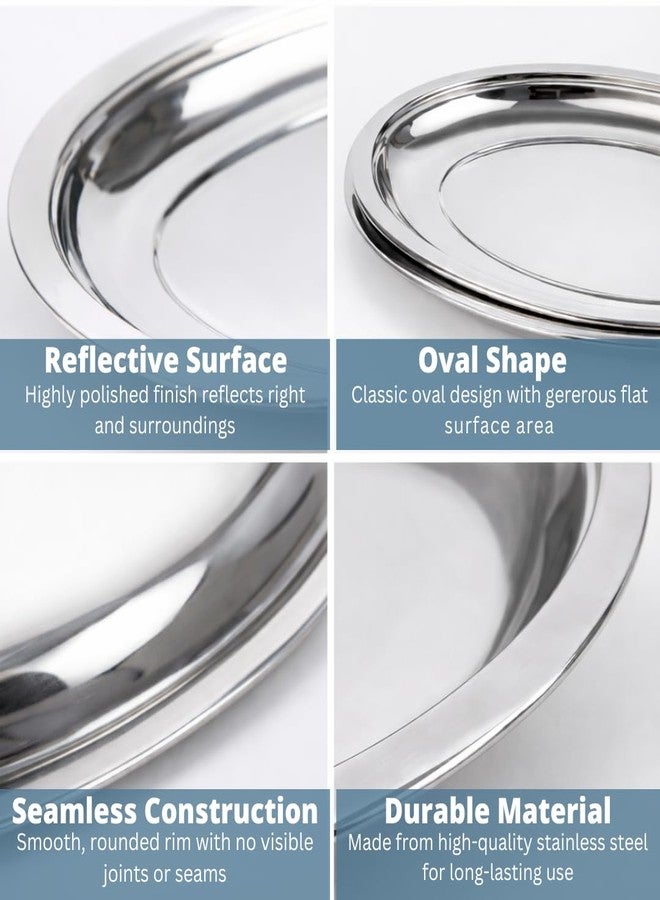 Chandler Stainless Steel Serving Tray 16 Inches | platters and trays for parties, Premium Oval Silver Platter for Serving Food, Party Trays, Turkey Platter - Image 3