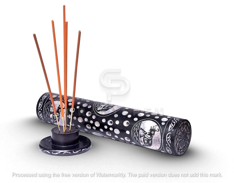 CraftspenHandcrafted Soapstone Marble Flower Vine Design Incense Holder Diffuser Agarbatti Stand Free 6 Incense Sticks 03 - Image 2