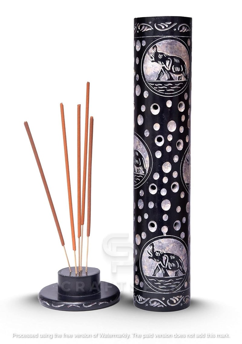 CraftspenHandcrafted Soapstone Marble Flower Vine Design Incense Holder Diffuser Agarbatti Stand Free 6 Incense Sticks 03 - Image 1