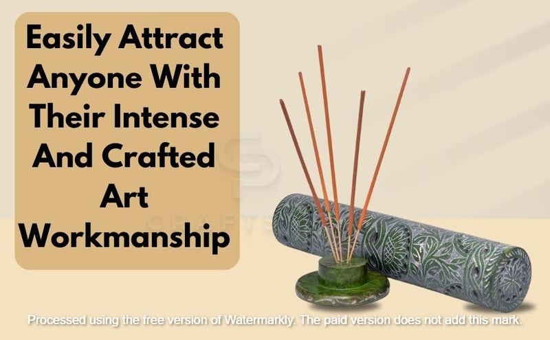 CraftspenHandcrafted Soapstone Marble Flower Vine Design Incense Holder Diffuser Agarbatti Stand Free 6 Incense Sticks 03 - Image 4