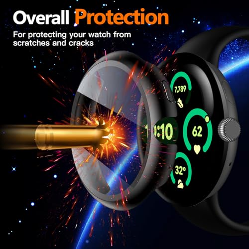 Misxi 2-Pack Hard PC Screen Protector Case Compatible with Google Pixel Watch 3 (2024) 45mm, Easy Installation Lightweight Ultra-thin Protective Cover for Pixel Watch 3, Black - Image 3