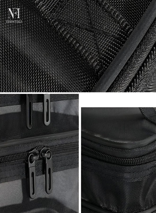 NFI essentials Makeup Pouch for Women, Travel Cosmetic Bag, Double Layer Toiletry Organizer Bag, Mesh Pouch for Makeup Accessories, Vanity Kit Organiser Make up Pouch for Girls - Image 3