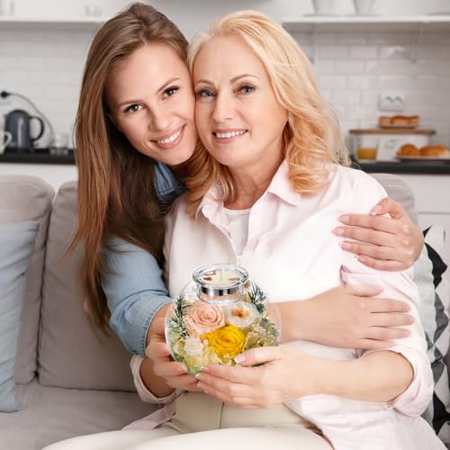 Pusuny Mothers Day Rose Gifts for Mom Birthday Gift for Women Flowers for Delivery Preserved Flowers Forever Eternal Rose in Glass Dome Mother’s Day Flower Gifts for Wife Grandma Sister Daughter, Champagne - Image 5