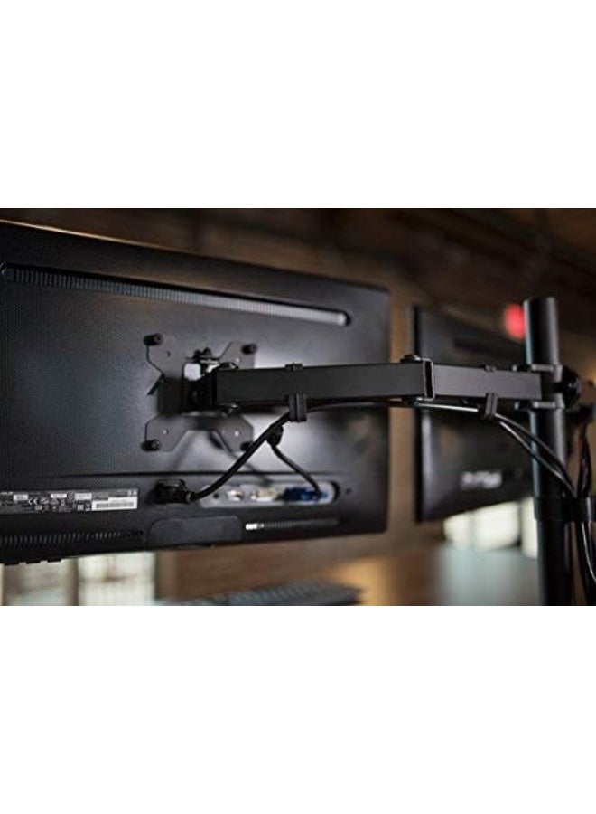Dual monitor mount – Supports two monitors up to 32 inches, VESA 75x75 / 100x100 mm, supports 9 kg per arm, with C-clamp and ring mounting base - Image 1