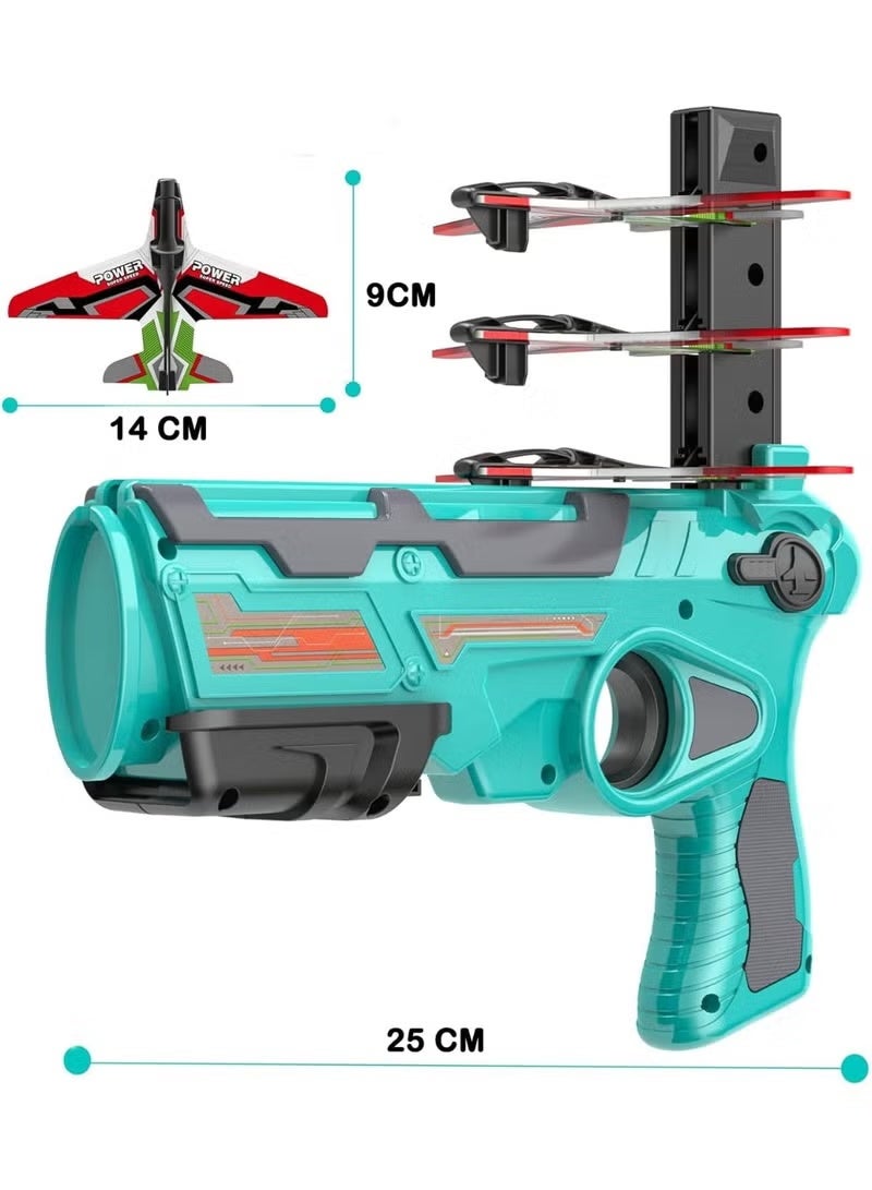 طائرة اطلاق مسدس لعبة مع 4 رغوة طائرات الطائرة المزلقة - لعبة الطائرة الطائرة المقطوعة للأطفال الأولاد والبنات - نقرة واحدة اطلاق النار، في الهواء الطلق رمي طائرة الطائرة لعبة، اليد اطلاق الطائرة لعبة، متعة معركة رحلة اطلاق مجموعة للأطفال الحفلات والهدايا - Image 2