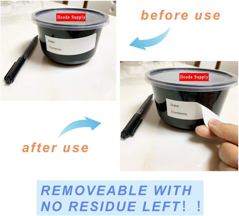 Hcode 1 x 3'' Self-Adhesive Removable Freezer Food Storage Labels - Easy Clean Leaves No Residue - Meal Prep Labels Plastic Paper Sticker Perfect for Reusable Containers 300 Stickers(1x3 Fill in) - Image 4