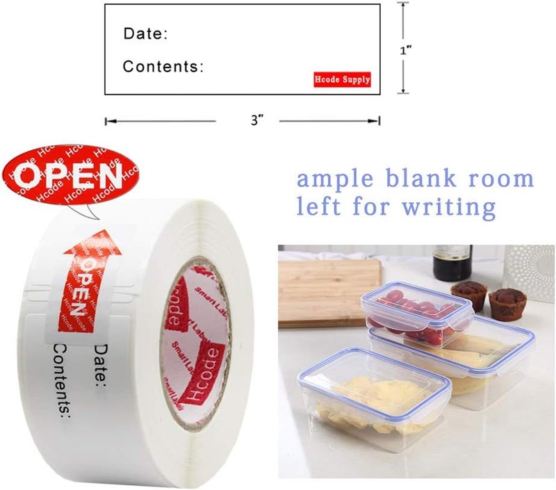 Hcode 1 x 3'' Self-Adhesive Removable Freezer Food Storage Labels - Easy Clean Leaves No Residue - Meal Prep Labels Plastic Paper Sticker Perfect for Reusable Containers 300 Stickers(1x3 Fill in) - Image 2