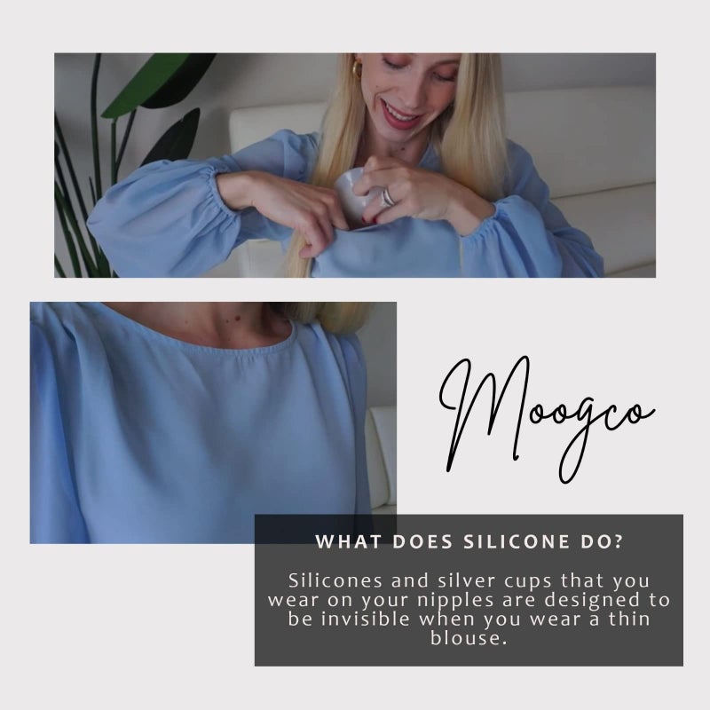 MOOGCO The Original Silver Nursing Cups with Silicone Pads - Nipple Shields for Nursing Newborn - Newborn Essentials Must Haves-Nipple Covers Breastfeeding-925 Silver - Image 3