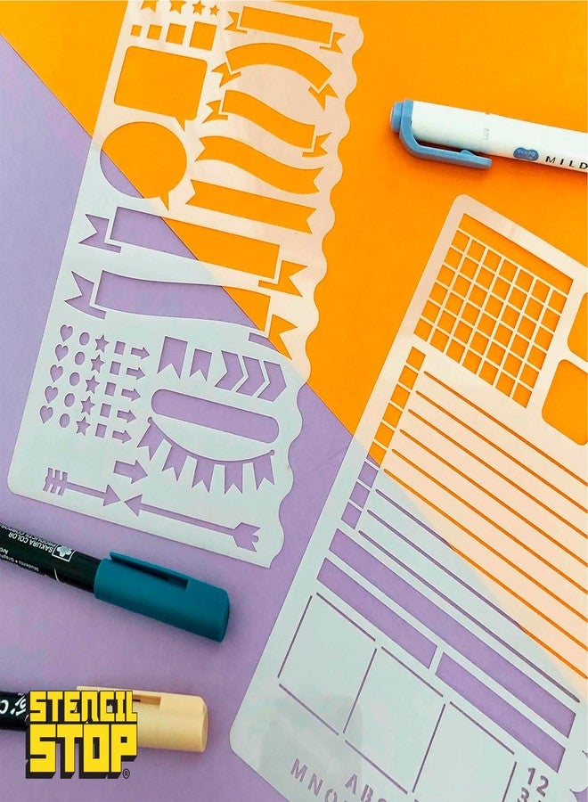 Stencil Stop Journal & Planner Stencils Set - Reusable Journal Stencils for Bullet Journaling, Scrapbooking & A5 Notebooks (4.25 x 7 Inches) - Great for Planning, Layouts, Habit Tracking & More - Image 4