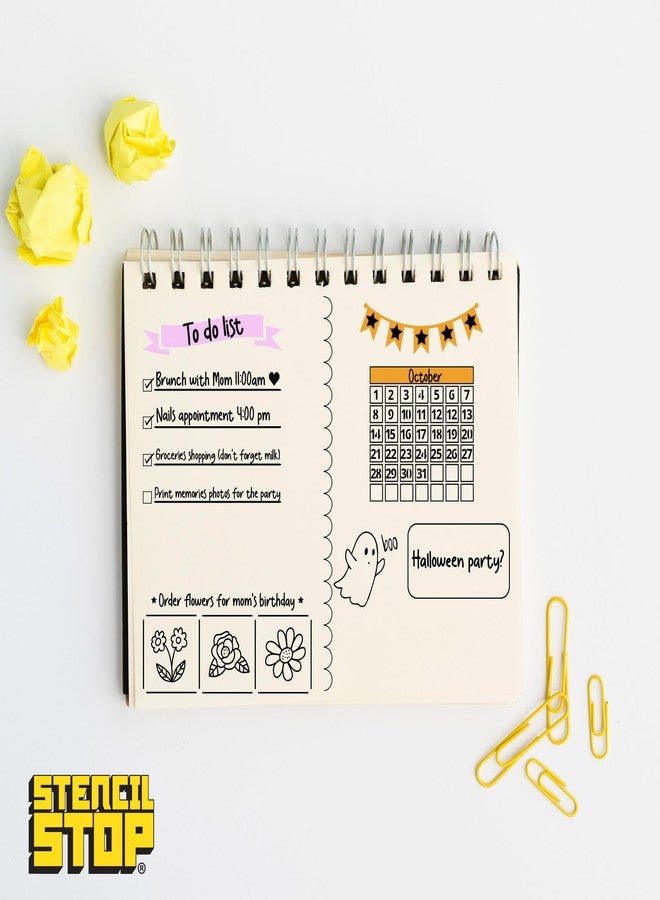 Stencil Stop Journal & Planner Stencils Set - Reusable Journal Stencils for Bullet Journaling, Scrapbooking & A5 Notebooks (4.25 x 7 Inches) - Great for Planning, Layouts, Habit Tracking & More - Image 3