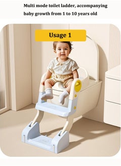 Aissiora 3-in-1 Potty Training Seat, Kids Toilet Training Seat with Step Stool, Foldable Portable Potty Chair with Adjustable Height Ladder Guard Handle Soft Cushion White for Baby Toddler Boys Girls  - Image 3