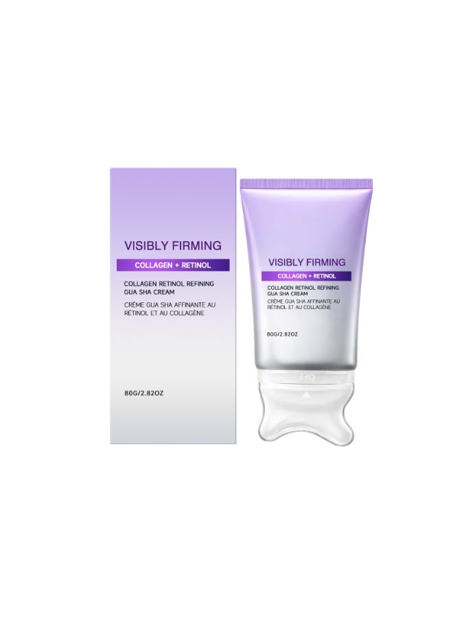 Collagen & Retinol Firming Gua Sha Cream, Visibly Lifting Brightening Moisturizing Face Cream, Refining Skin Texture, Long-Lasting Hydration, 80g/2.82oz - Image 5