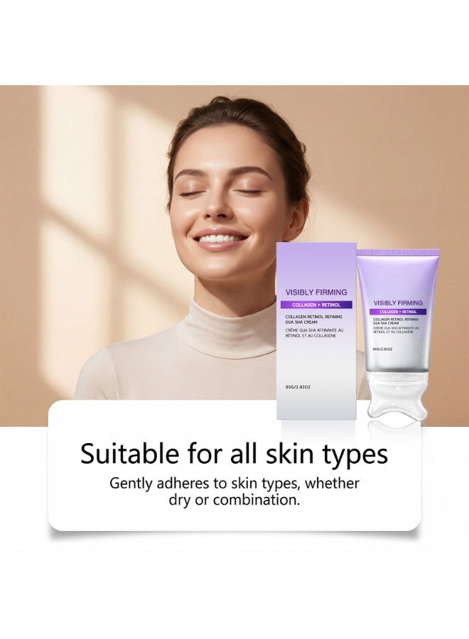 Collagen & Retinol Firming Gua Sha Cream, Visibly Lifting Brightening Moisturizing Face Cream, Refining Skin Texture, Long-Lasting Hydration, 80g/2.82oz - Image 3