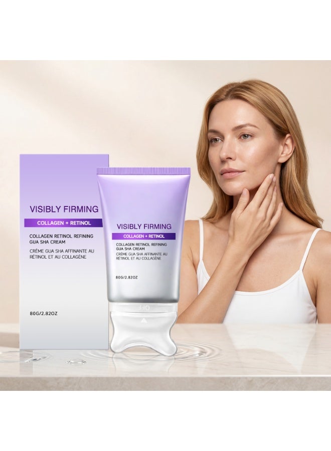 Collagen & Retinol Firming Gua Sha Cream, Visibly Lifting Brightening Moisturizing Face Cream, Refining Skin Texture, Long-Lasting Hydration, 80g/2.82oz - Image 1