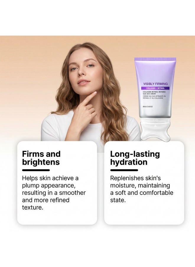 Collagen & Retinol Firming Gua Sha Cream, Visibly Lifting Brightening Moisturizing Face Cream, Refining Skin Texture, Long-Lasting Hydration, 80g/2.82oz - Image 2