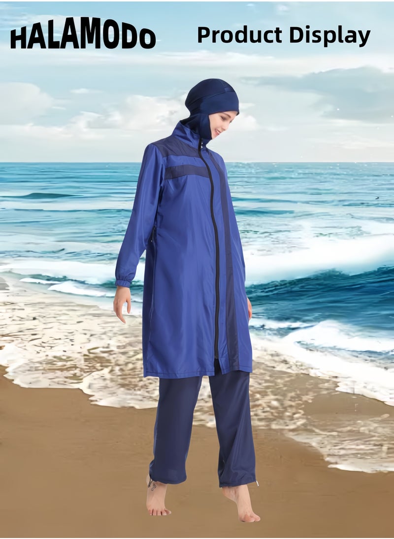 Women's 3pcs Swimsuit Full Coverage Swimwear Beachwear Swimming Suit of Islamic Long Sleeve Oversize Coat & Drawstring Swim Pants & Swimming Cap for Modest Islamic Hijab Ladies - pzsku/Z85E86EBE5C8D8437C9DCZ/45/_/1731296778/3e3c6608-84c9-4820-b4df-c0dd6bfa1119