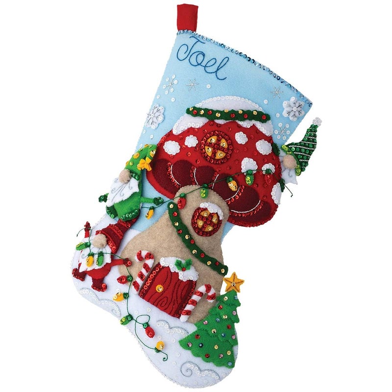 Bucilla Bucilla Felt Applique 18 Stocking Making Kit Gnome Christmas Perfect for DIY Arts and Crafts 89473E 