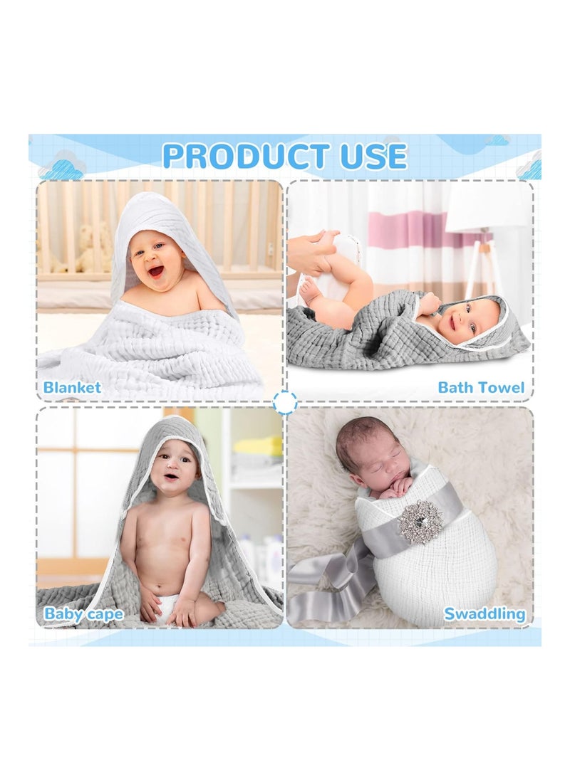 Chumia - Pack Of 4 Muslin Cotton Hooded Baby Bath Towel Sets, Large 32 X 32 Inches - Image 1