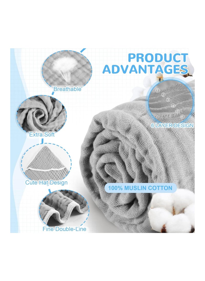 Chumia - Pack Of 4 Muslin Cotton Hooded Baby Bath Towel Sets, Large 32 X 32 Inches - Image 1