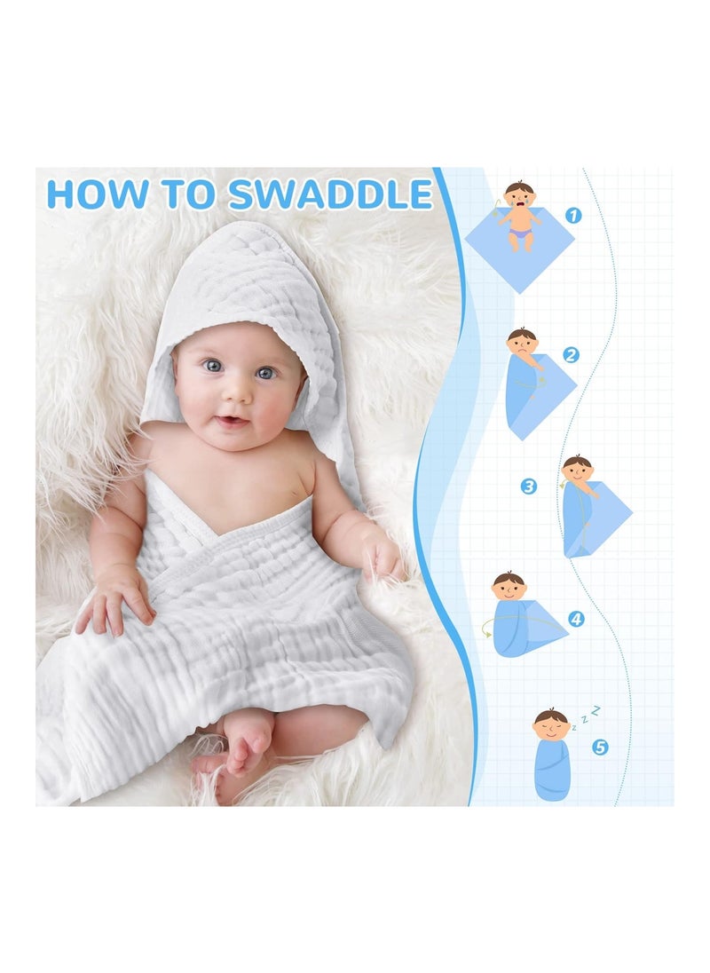 Chumia - Pack Of 4 Muslin Cotton Hooded Baby Bath Towel Sets, Large 32 X 32 Inches - Image 1