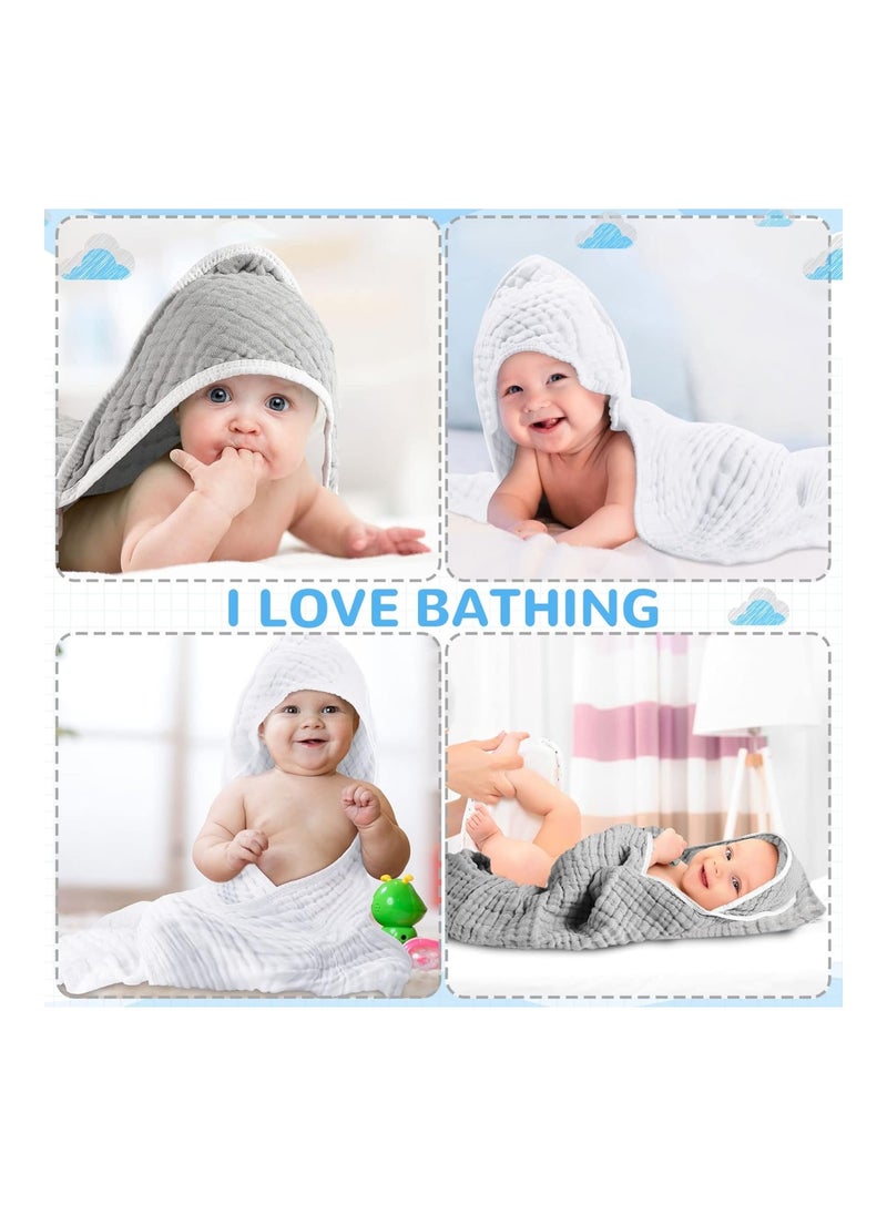 Chumia - Pack Of 4 Muslin Cotton Hooded Baby Bath Towel Sets, Large 32 X 32 Inches - Image 1