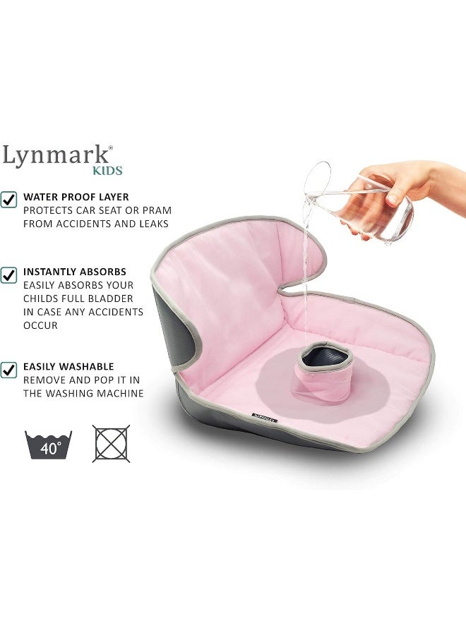 Lynmark Piddle Pads Car Seat Potty Training Cover - Waterproof Soft Toddler and Baby Car Seat Protector Mat - Travel-Friendly Universal Machine Washable Liner for Spills, Nappy Leaks, Accidents - Pink - Image 3