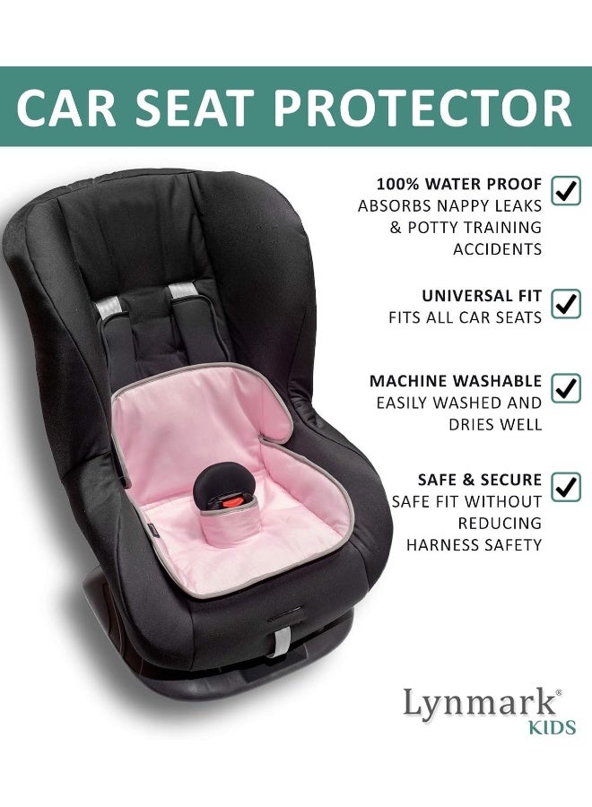 Lynmark Piddle Pads Car Seat Potty Training Cover - Waterproof Soft Toddler and Baby Car Seat Protector Mat - Travel-Friendly Universal Machine Washable Liner for Spills, Nappy Leaks, Accidents - Pink - Image 2