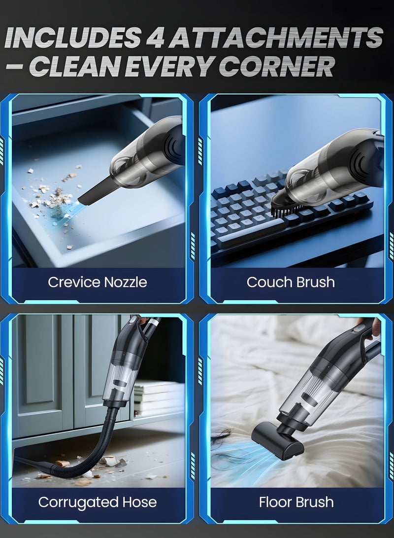 Wireless Handheld Car Vacuum Cleaner 26000pa with 2000mah Large Capacity Battery Portable Car & Home Dust Sweeper With Floor Brush Attachment, Cleaning Tools - Image 3