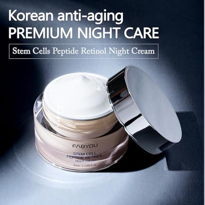Fabyou كريم الليل ريتينول ببتيد خلايا جذعية 1.69 أونصة سائلة - خلايا جذعية نباتية لمكافحة الشيخوخة، إصلاح البشرة، تغذية، العناية بالبشرة الكورية لاستعادة الوجه أثناء الليل - Image 2