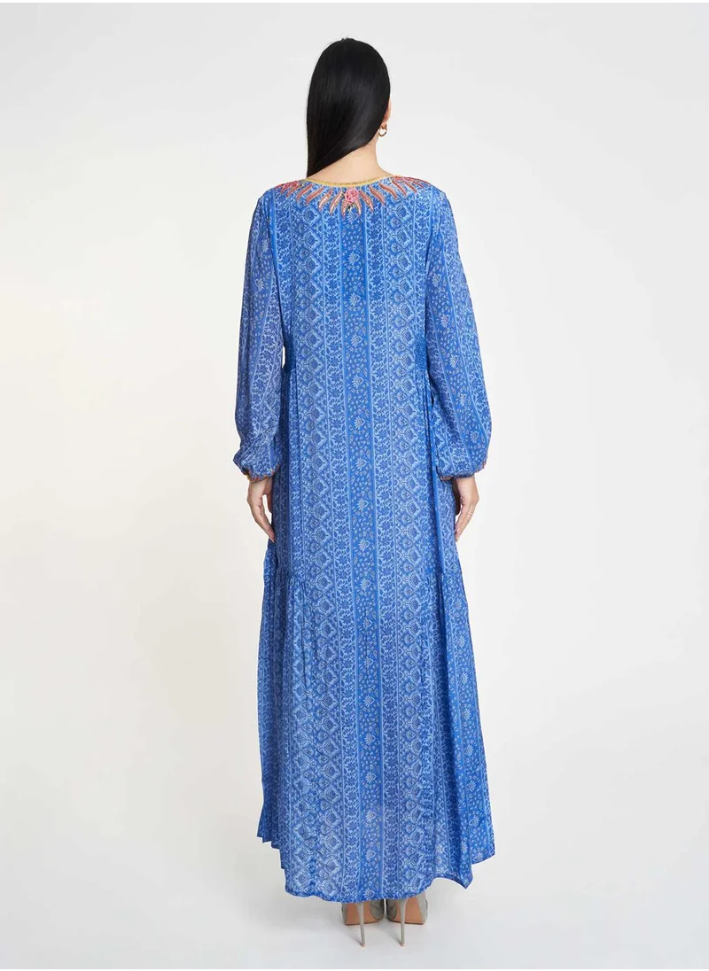 كشخة Printed Jalabiya with Elastic Waist