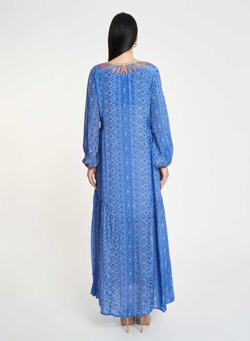 KASHKHA Printed Jalabiya with Elastic Waist - Image 2