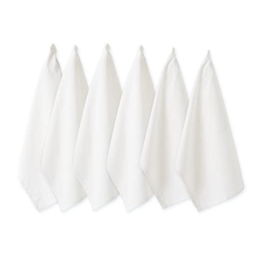 DII Basic Solid Dishtowel Collection Cotton Flat Woven, Small Set, 18x28, White, 6 Piece - Image 1