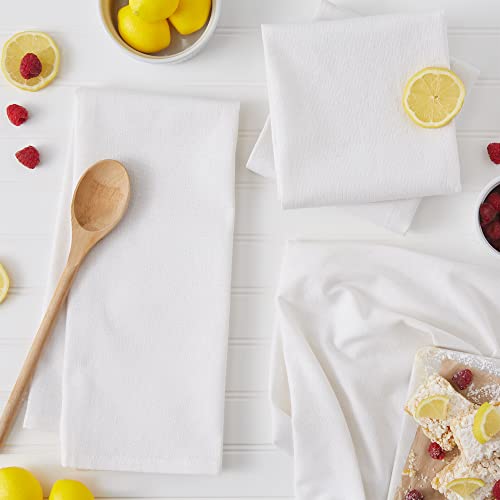 DII Basic Solid Dishtowel Collection Cotton Flat Woven, Small Set, 18x28, White, 6 Piece - Image 3