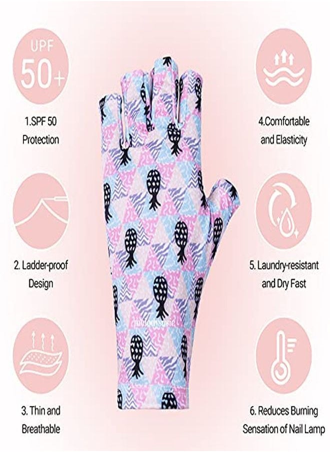 MelodySusie - Protection Uv Glove For Nail Lamp Professional Upf50+ Gel Manicure Gloves Nail Art Skin Care Fingerless Anti Uv Sun Glove Protect Hands From Uv Harm(Profusion Of Pineapple) - Image 1