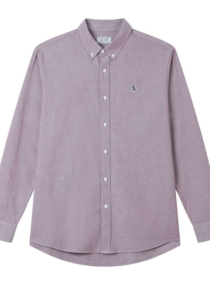 GIORDANO Men’s Cotton Slim Oxford Shirt with Embroidery - Image 3