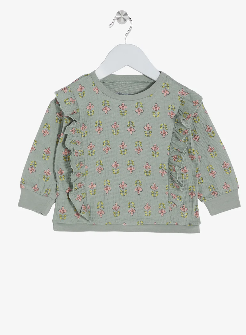 ريبلز مع نمشي طقم بناتي من قطعتين سويت شيرت مكشكش وبنطلون رياضي