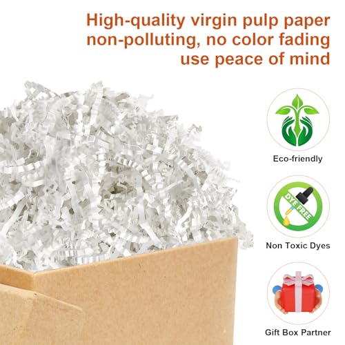 Darfukei Crinkle Paper Filler, 1/2LB(8 oz) Shredded Paper For Gift Baskets, White bridesmaid proposal gifts, Crinkle Cut Paper Shred For Birthdays, Weddings,Boxes Bags, Basket Filler, Anniversaries, Christmas, Gift Wrapping - Image 3