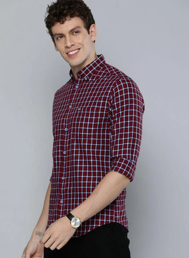 The Indian Garage Co The Indian Garage Co Men Red Checkered Button-Down Collar Shirt