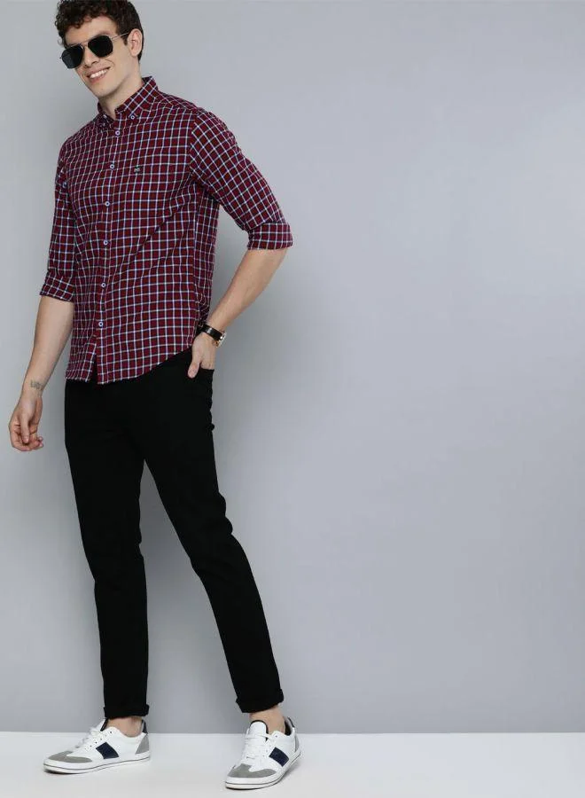 The Indian Garage Co The Indian Garage Co Men Red Checkered Button-Down Collar Shirt