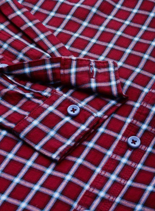 The Indian Garage Co The Indian Garage Co Men Red Checkered Button-Down Collar Shirt