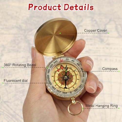 flintronic Camping Survival Compass, Waterproof Pocket Compass, with Luminous Function, for Hiking Hunting Camping Outdoor Military Navigation Tool - Image 3