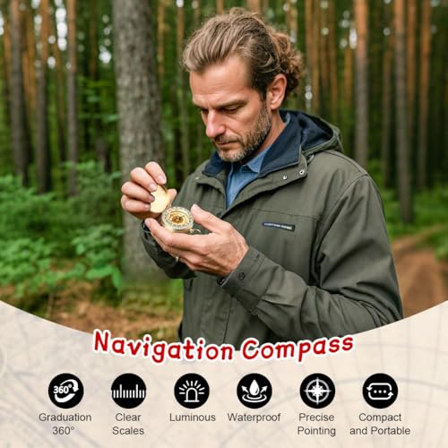 flintronic Camping Survival Compass, Waterproof Pocket Compass, with Luminous Function, for Hiking Hunting Camping Outdoor Military Navigation Tool - Image 5