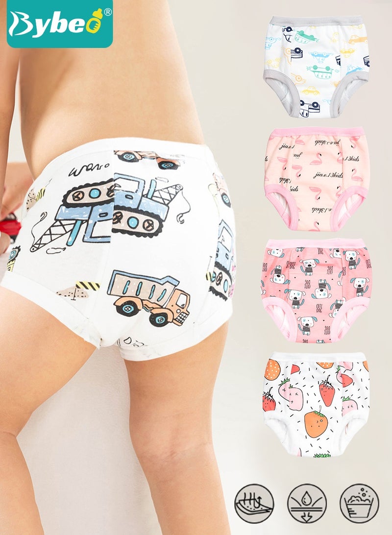 Bybeo 4 Pieces Baby Potty Training Underwear, Breathable Potty Training Pants, 6 Layers Cotton Absorbent Baby Trainer Pants for Infants Boys and Girls Waterproof, High Quality, Pinch-proof Leg Design - Image 1