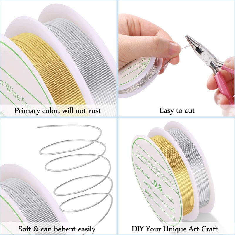 MIKIMIQI 2 Pack Jewelry Craft Wire - 20 Gauge Tarnish Resistant Copper Beading Wire for Jewelry Making, 0.8mm X 3m Each (Gold, Silver) - Image 5