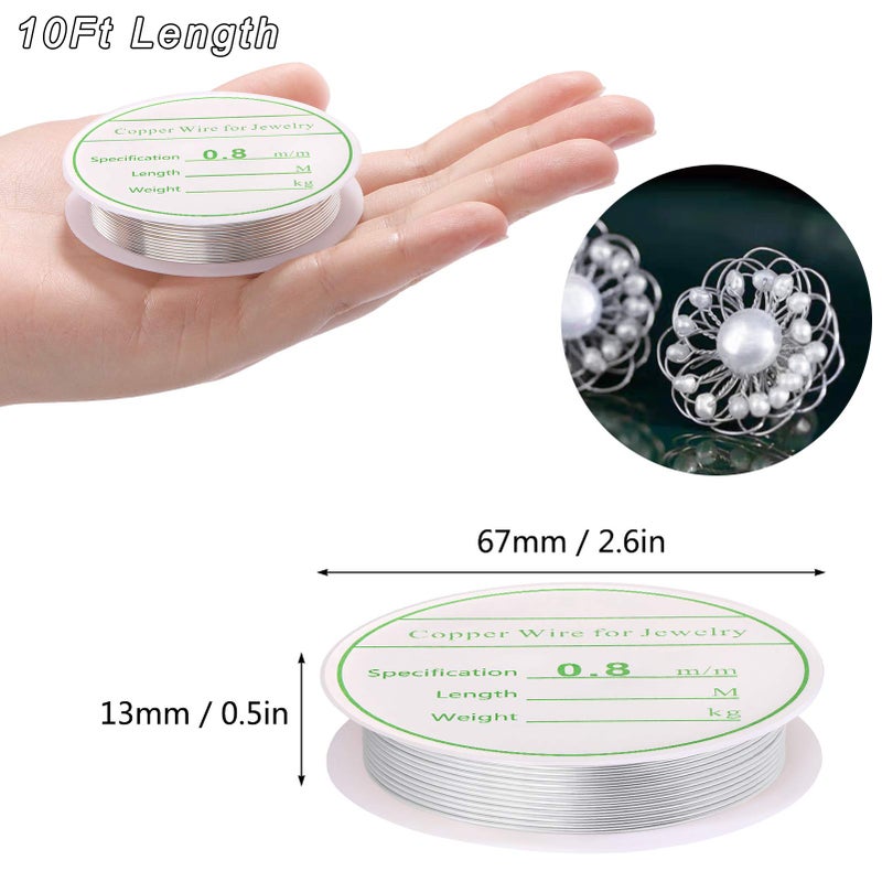 MIKIMIQI 2 Pack Jewelry Craft Wire - 20 Gauge Tarnish Resistant Copper Beading Wire for Jewelry Making, 0.8mm X 3m Each (Gold, Silver) - Image 3