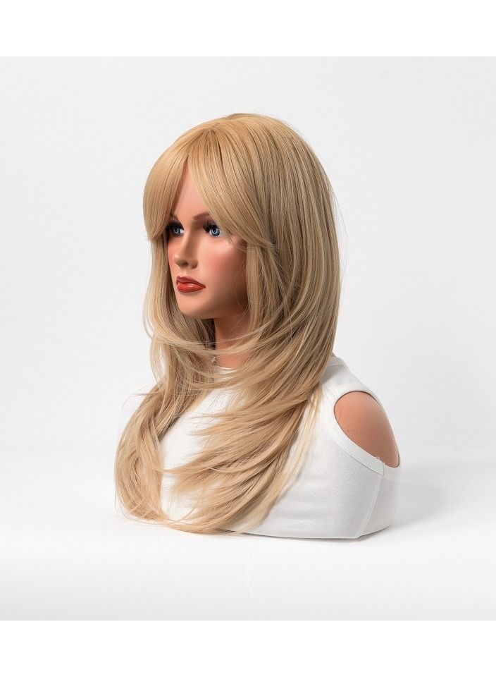 إستيل شعر مستعار كامل للباروكة الاصطناعية مقاومة للحرارة شعر مستعار طبيعي طويل مستقيم مع الانفجارات سيدة الألياف شعر مستعار شقراء أنيقة - Image 2