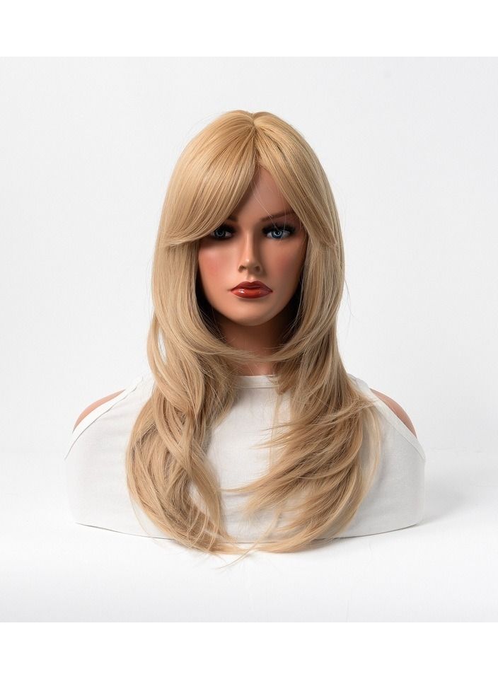 إستيل شعر مستعار كامل للباروكة الاصطناعية مقاومة للحرارة شعر مستعار طبيعي طويل مستقيم مع الانفجارات سيدة الألياف شعر مستعار شقراء أنيقة - Image 1